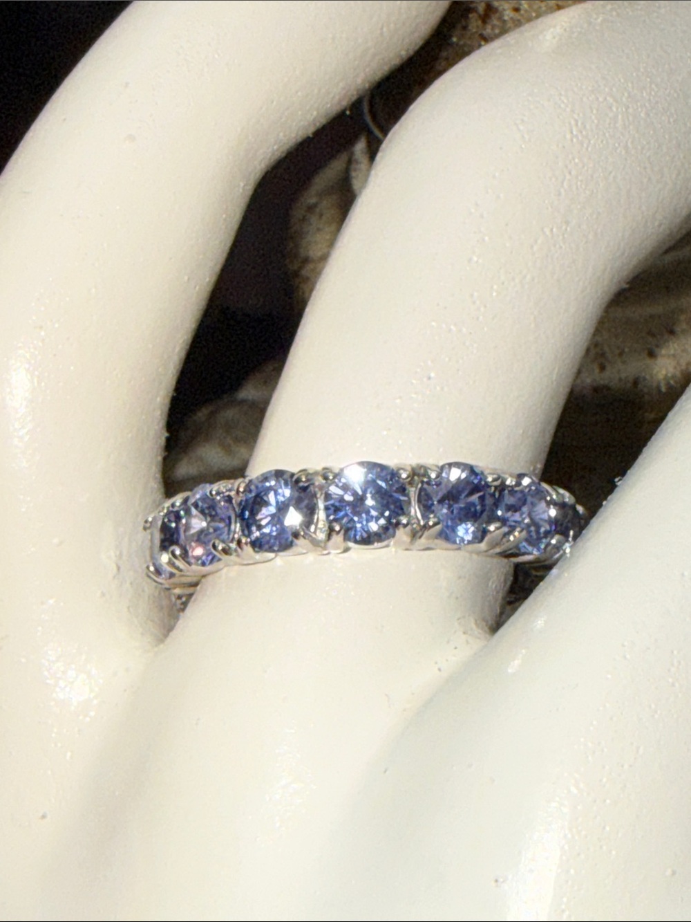 Elegant TANZANITE Blue Gemstone Eternity Band 925 STERLING SILVER